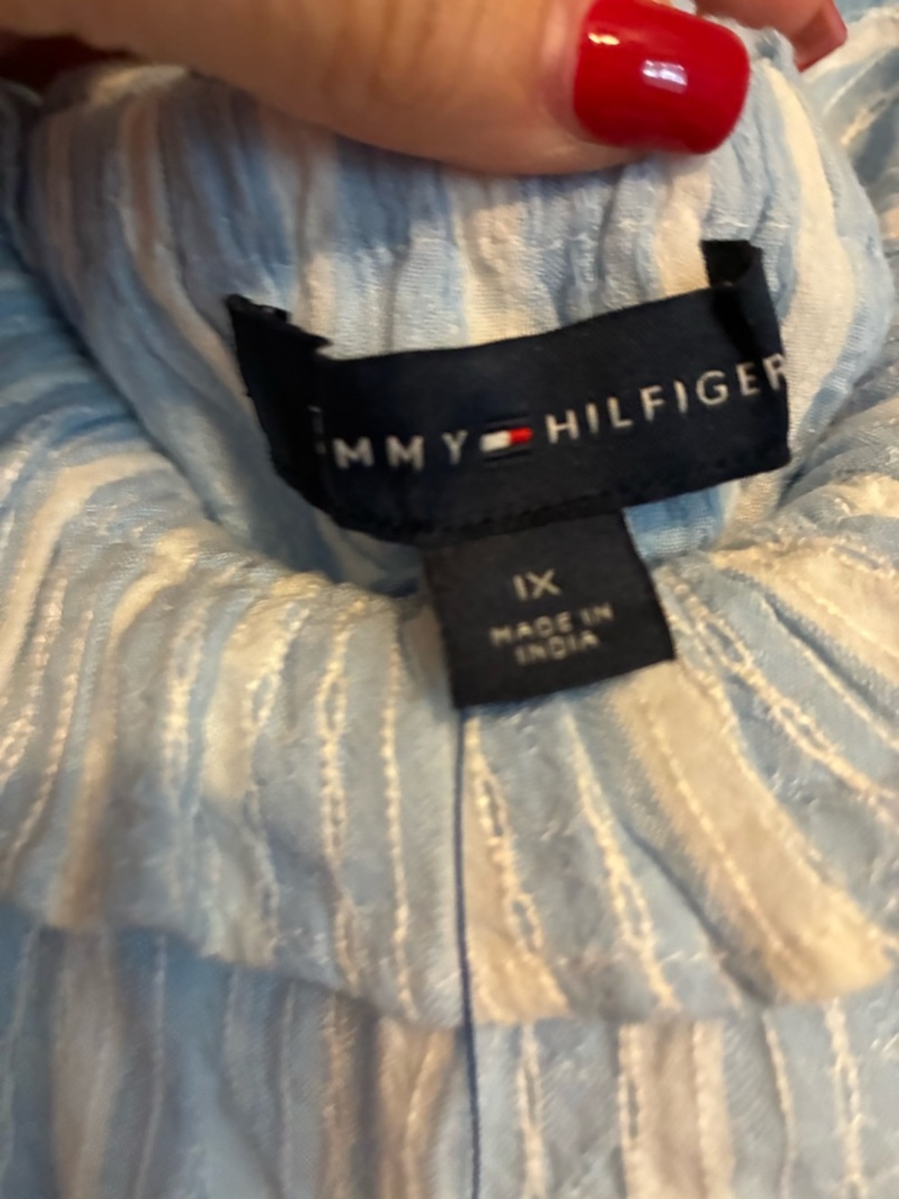 Tommy Hilfiger Light Blue and White Striped Blouse